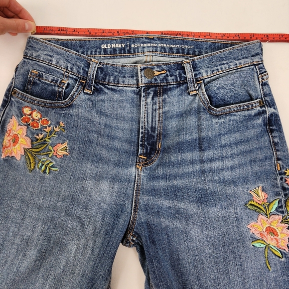 Straight Leg Boyfriend Cut Denim Embroiderd Flowers Boho Costal Cowgirl Indy Art - Picture 9 of 13
